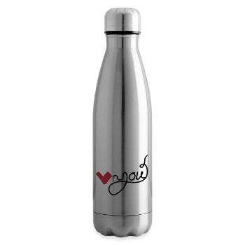 Heart you handwritten - Insulated Water Bottle - silver - Right