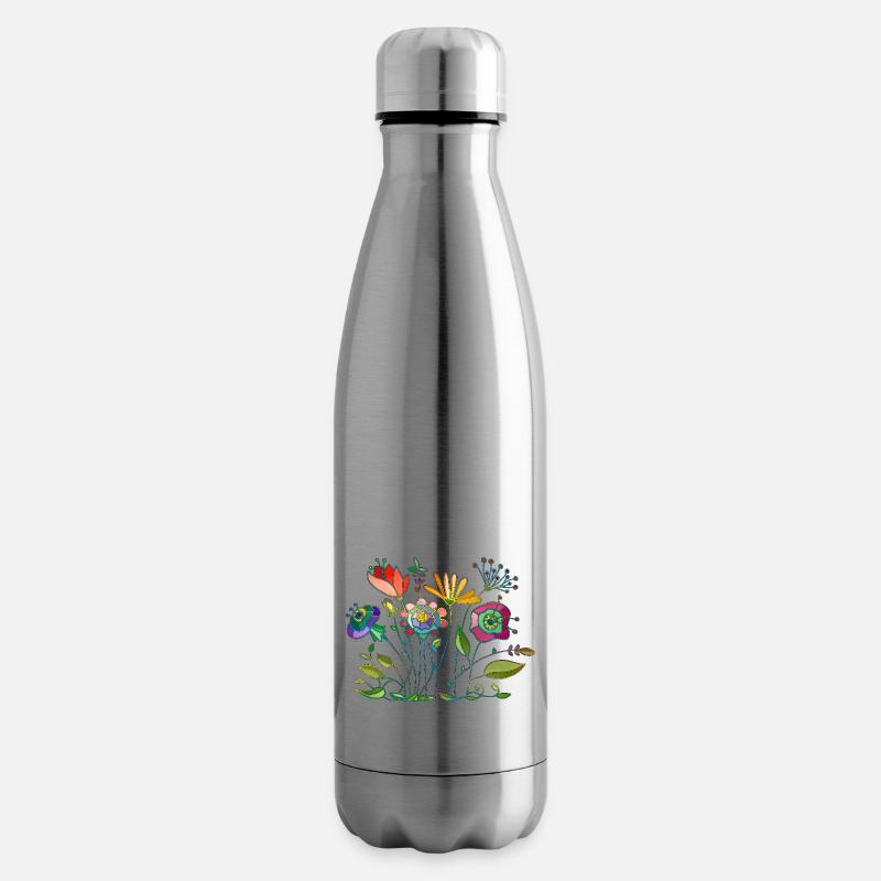 Blumen - Isolierflasche - Lightsilver