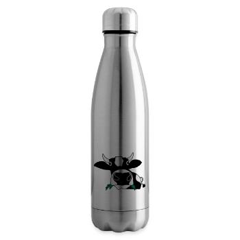 Happy cow eating healthy gras - Insulated Water Bottle - silver - Right