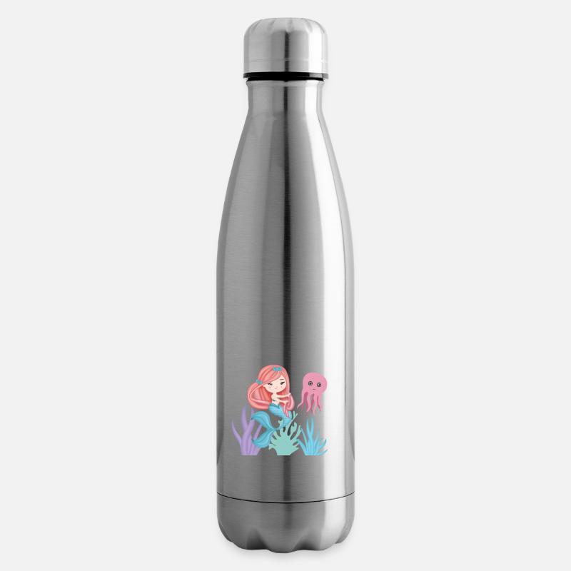 Die kleine Sirene mit ihrem Oktopusfreund - Isolierflasche - Lightsilver