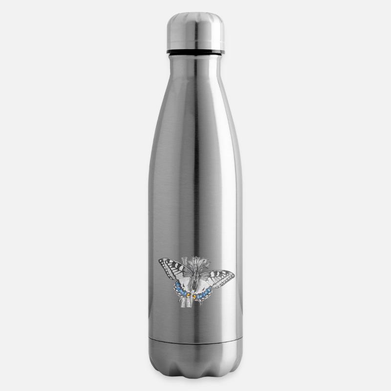 Schwalbenschwanz - Schmetterling - Isolierflasche - Lightsilver