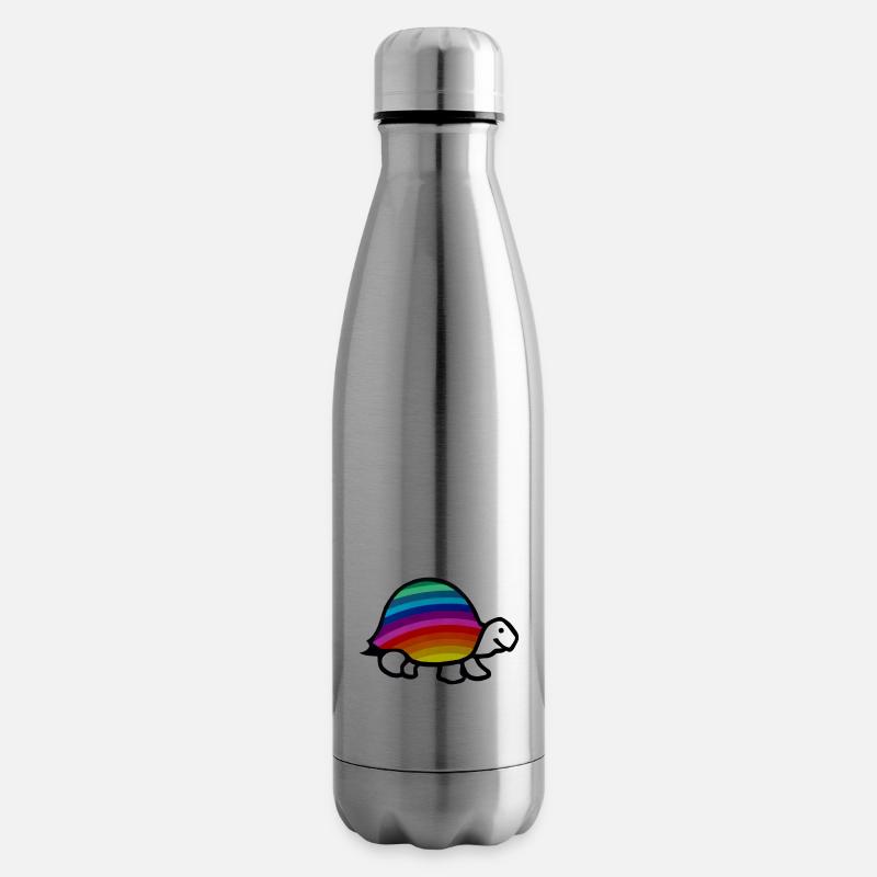 Fröhliche Regenbogen Schildkröte - Isolierflasche - Lightsilver