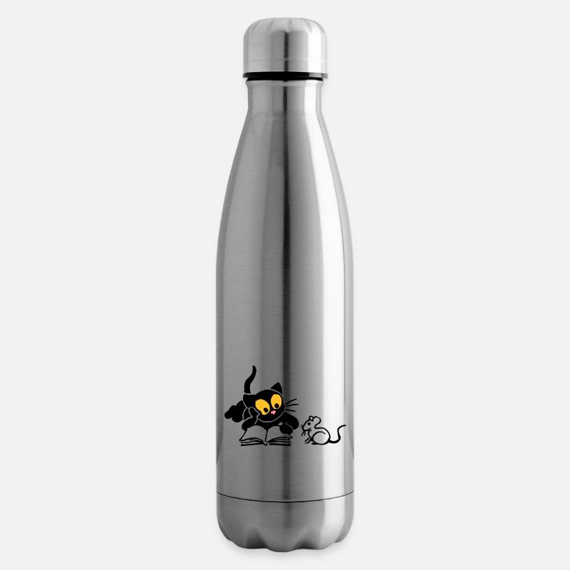 Kitten reading - Insulated Water Bottle - silver