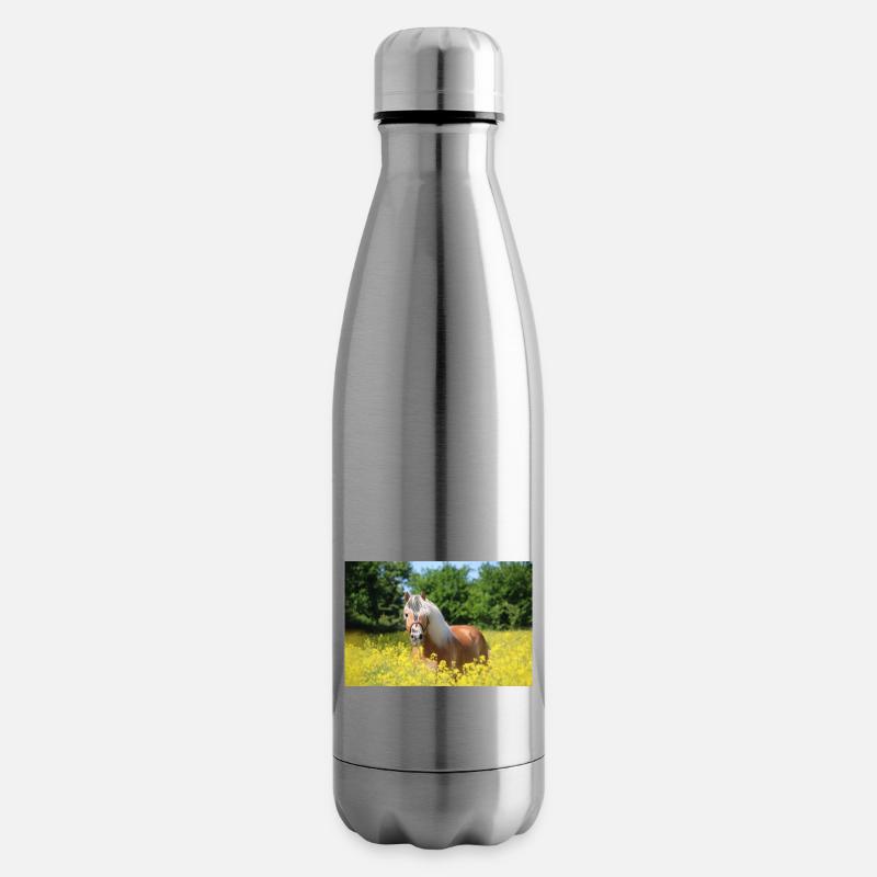 Haflinger im Raps - Isolierflasche - Lightsilver