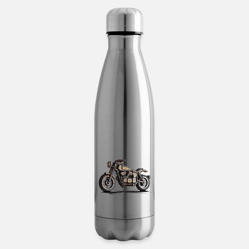 Motorrad als Oldtimer Zweirad in 16-Bit - Isolierflasche - Lightsilver