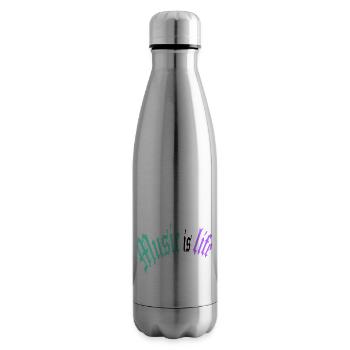 Music is Life Music is Life Love Quote - Insulated Water Bottle - silver - Right