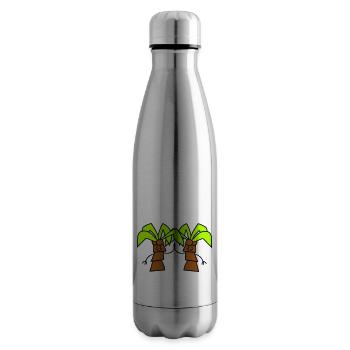 2 Lustige Süße Palmen Begrüßung Comic Gesicht Team - Isolierflasche - Lightsilver - Rechts