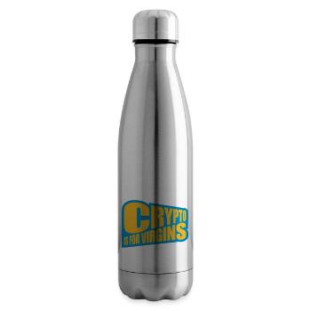 crypto is for virgins - Insulated Water Bottle - silver - Right