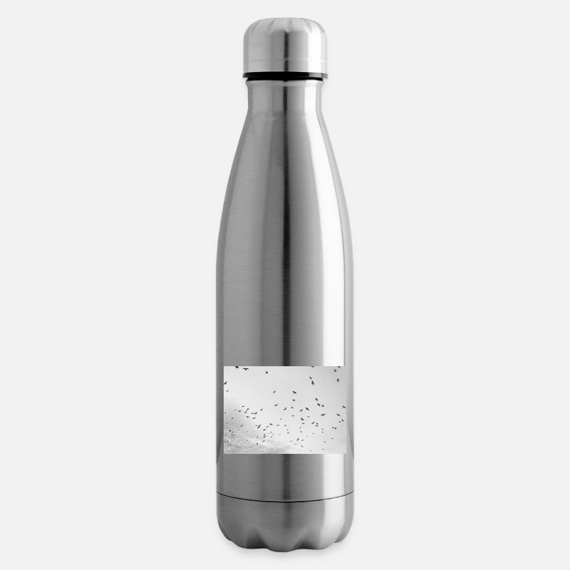 Aufgeregte Krähen mit bewölktem Himmel - Isolierflasche - Lightsilver