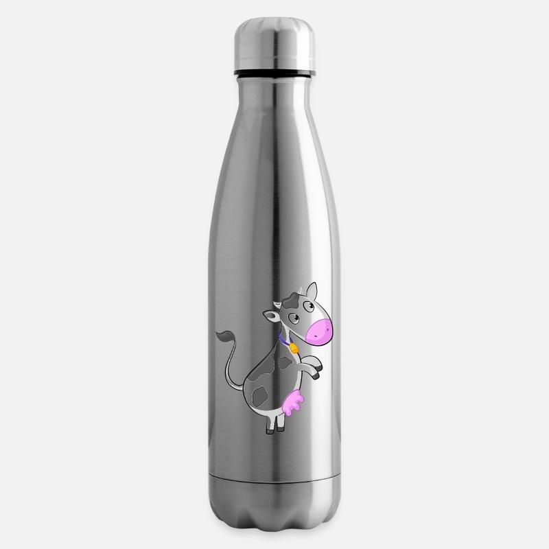 Neugierige Comic Kuh - Isolierflasche - Lightsilver