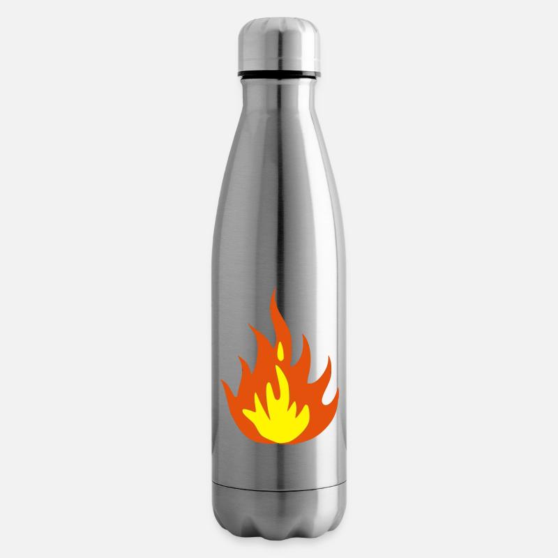 fire - flame - Insulated Water Bottle - silver