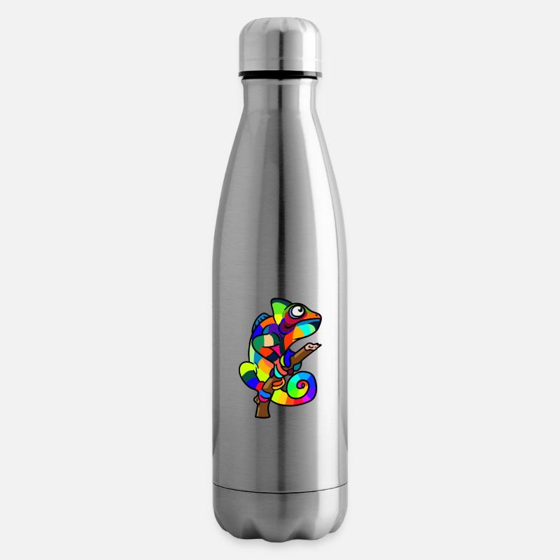 chameleon echse chamäleon exotisch bunt - Isolierflasche - Lightsilver