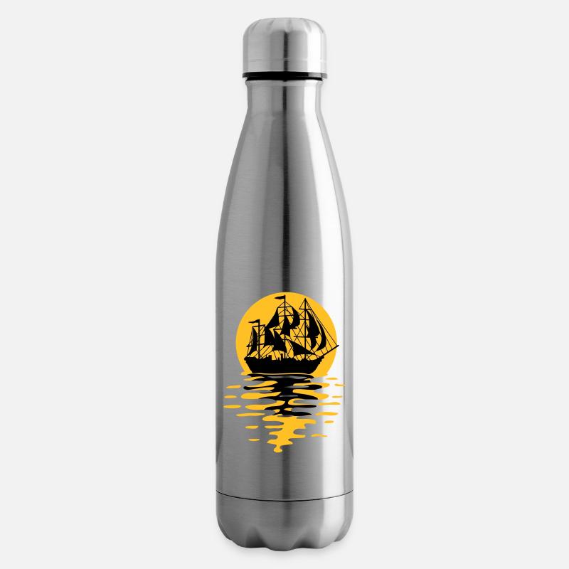 Segelschiff Silhouette Design - Isolierflasche - Lightsilver