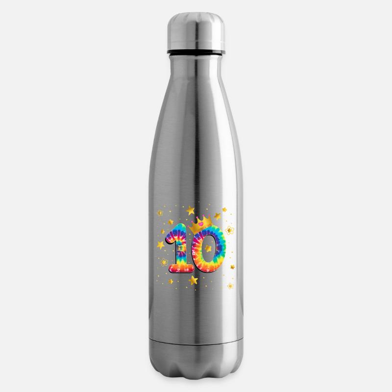 Bunter Geburtstag Färben 10 Jahre Alte Mädchen 10. - Isolierflasche - Lightsilver