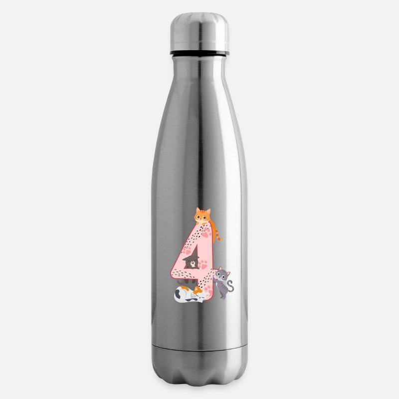 4. Geburtstag Mädchen Katze - Isolierflasche - Lightsilver