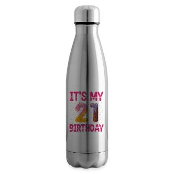 C’est mon 21e anniversaire | | du thème Sprinkles - Bouteille isotherme - argent clair - Droite