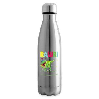 Dinosaur 5 years old 5th birthday party - Insulated Water Bottle - silver - Right