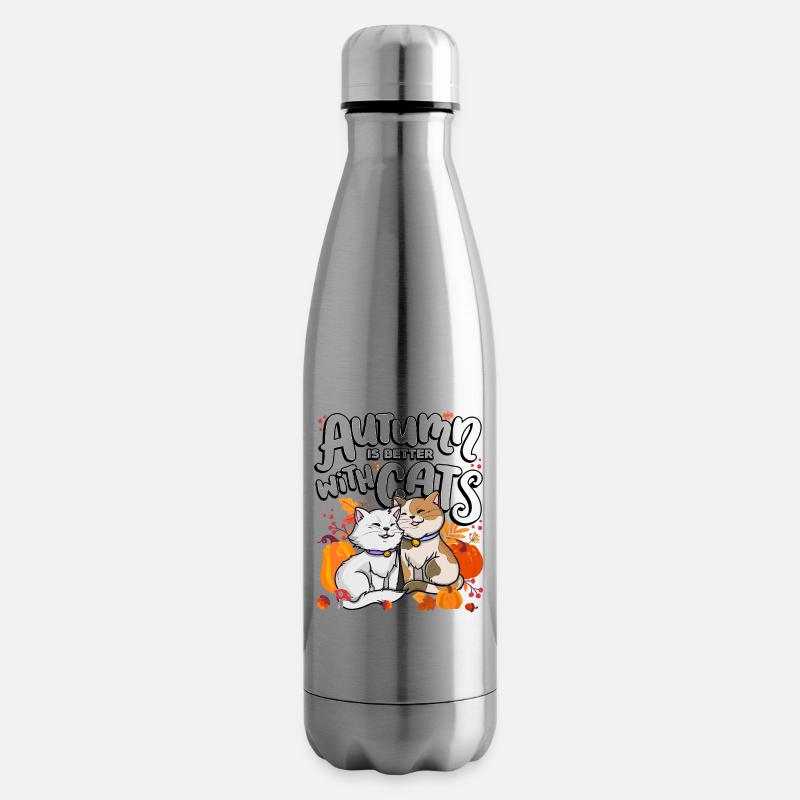 L’automne est meilleur avec les chats saison d’automne - Bouteille isotherme - argent clair