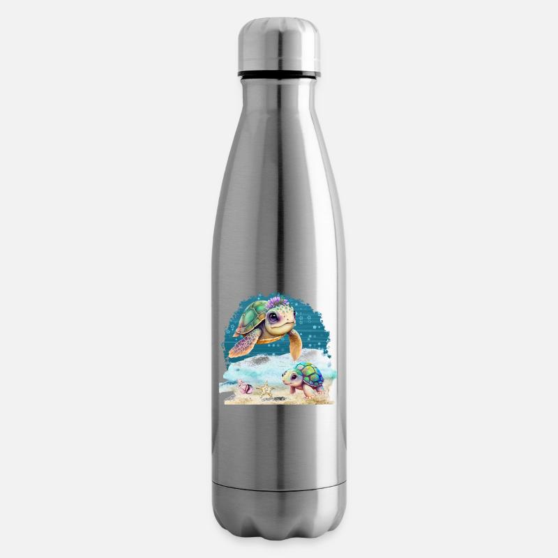 Conception de tortues marines - Bouteille isotherme - argent clair