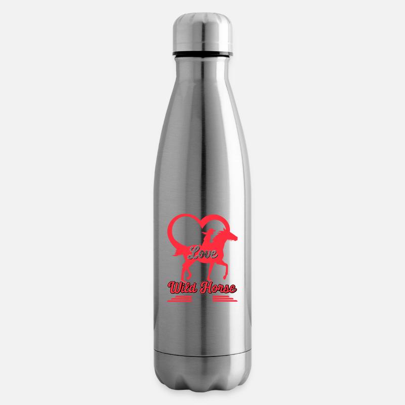 Valentinstag Pferd Reiten Liebe Pferd Silhouette - Isolierflasche - Lightsilver