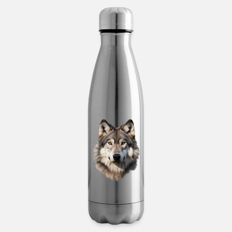 Wolf (weiß/grau) - Isolierflasche - Lightsilver