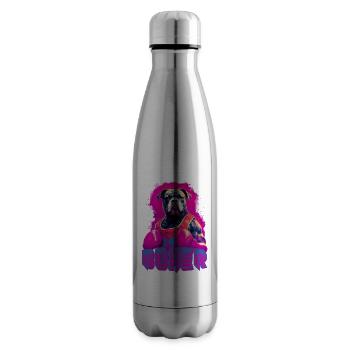 Boxer Dog With Boxing Gloves - Insulated Water Bottle - silver - Right