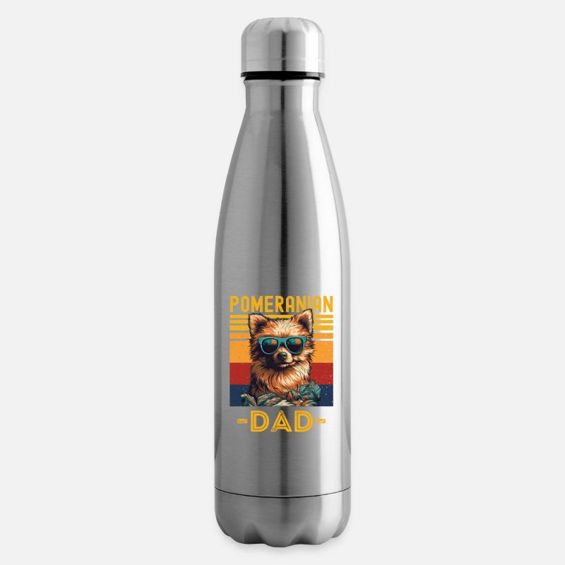 Spitz miniature avec lunettes de soleil papa rétro - Bouteille isotherme - argent clair