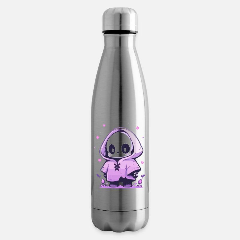 Squelette mignon d’Halloween - Design effrayant mignon - Bouteille isotherme - argent clair