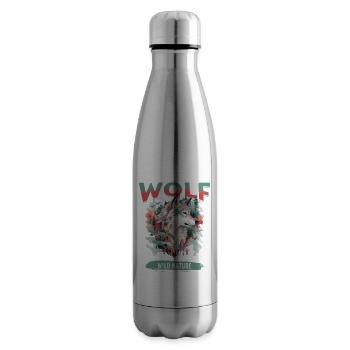 Wolf Wolfskopf Natur Wildnis Abenteuer Wald Kunst - Isolierflasche - Lightsilver - Rechts