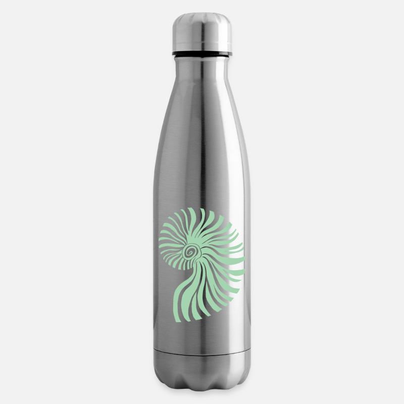 Pastellgrüner Ammonit - Isolierflasche - Lightsilver