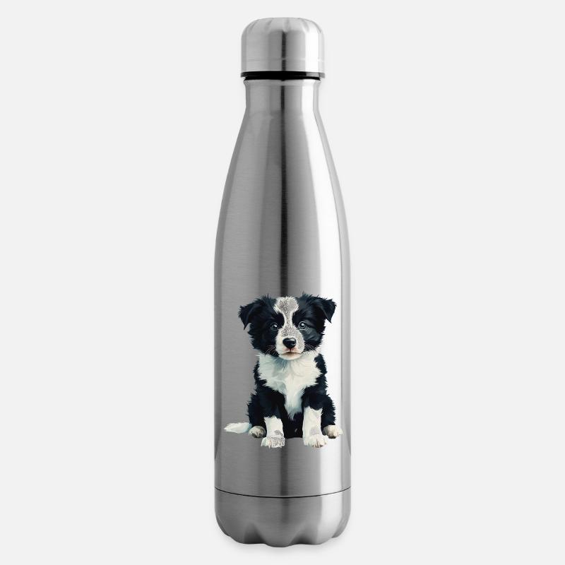 Border Collie Baby - Isolierflasche - Lightsilver