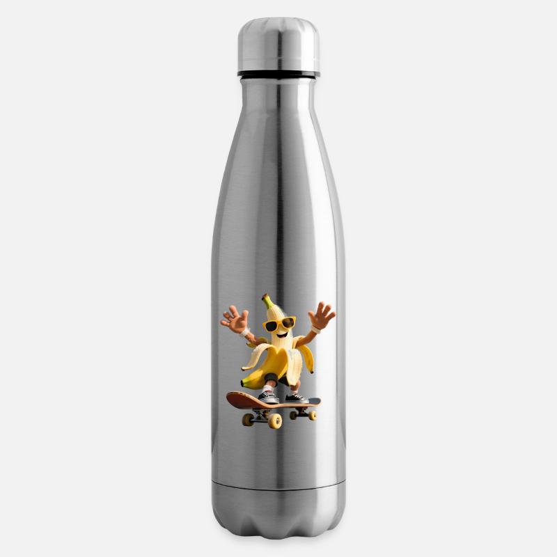 Coole Skateboard-Banane - Isolierflasche - Lightsilver