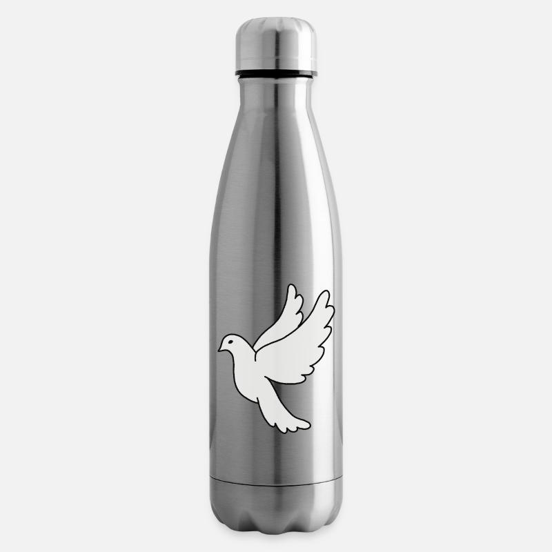 Weiße Taube Silhouette - Isolierflasche - Lightsilver