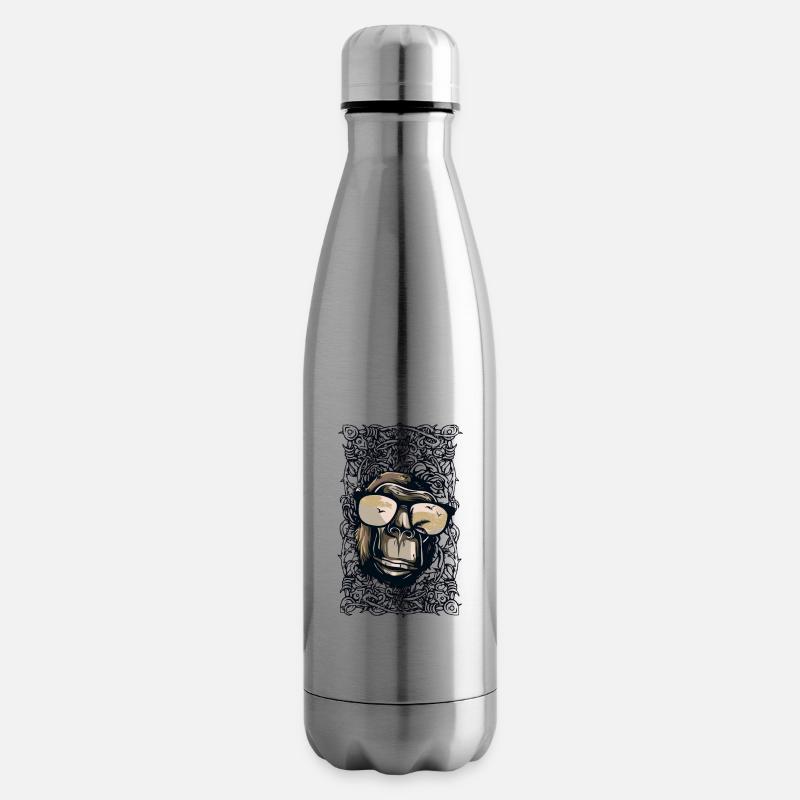 singe cool avec des lunettes de soleil - Bouteille isotherme - argent clair