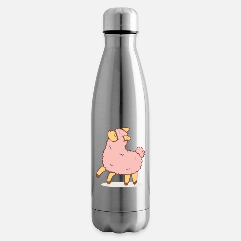 Brebis rose - Bouteille isotherme - argent clair