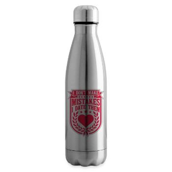 Date Mistakes Quote Logo - Insulated Water Bottle - silver - Right