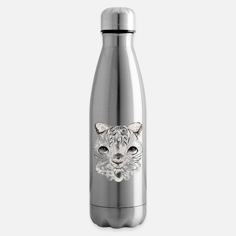 Kleine Katze im Comic Style - Isolierflasche - Lightsilver
