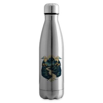 Mountains Hiking Mountains Climbing Wanderlust - Insulated Water Bottle - silver - Right