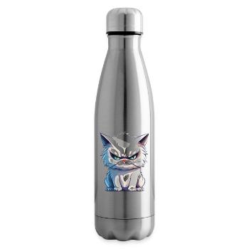 cat grumpy grumpy grumpy meow funny - Insulated Water Bottle - silver - Right