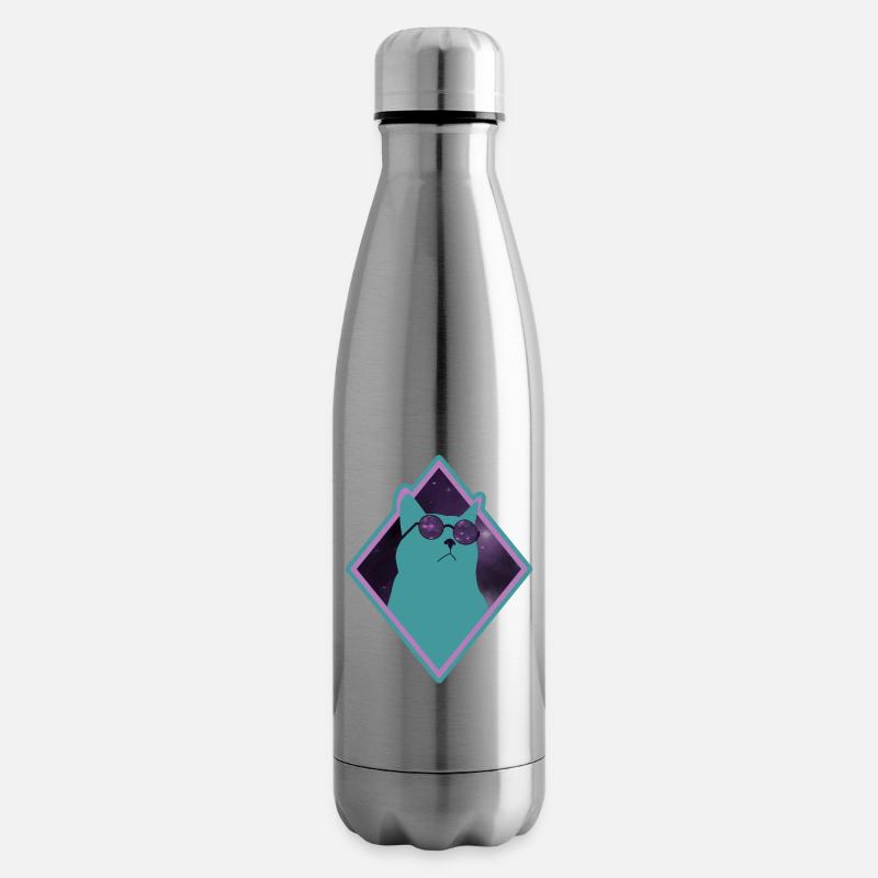 Katze Galaxy grün - Isolierflasche - Lightsilver