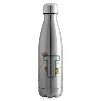 Buchstabe t Fahrzeug - personalisiertes Kindergeschenk - Isolierflasche - Lightsilver - Rechts