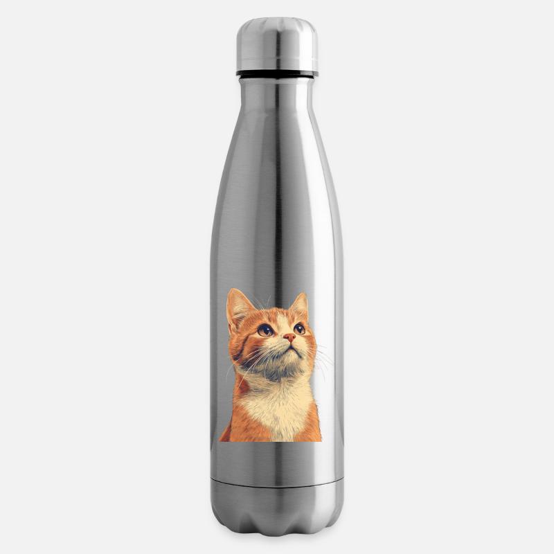 Chat roux mignon - Bouteille isotherme - argent clair