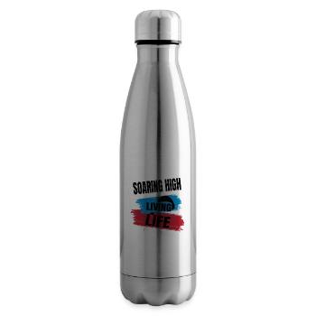 Soaring High Living Life – Paragliding Design - Insulated Water Bottle - silver - Right