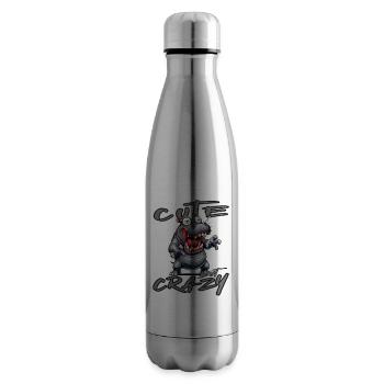 Cute but Crazy Nilpferd Comic Stil lustiges Motiv - Isolierflasche - Lightsilver - Rechts