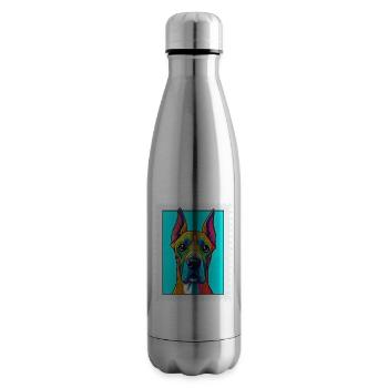 Farbenfroher Hund in Pop-Art Stil - Isolierflasche - Lightsilver - Rechts