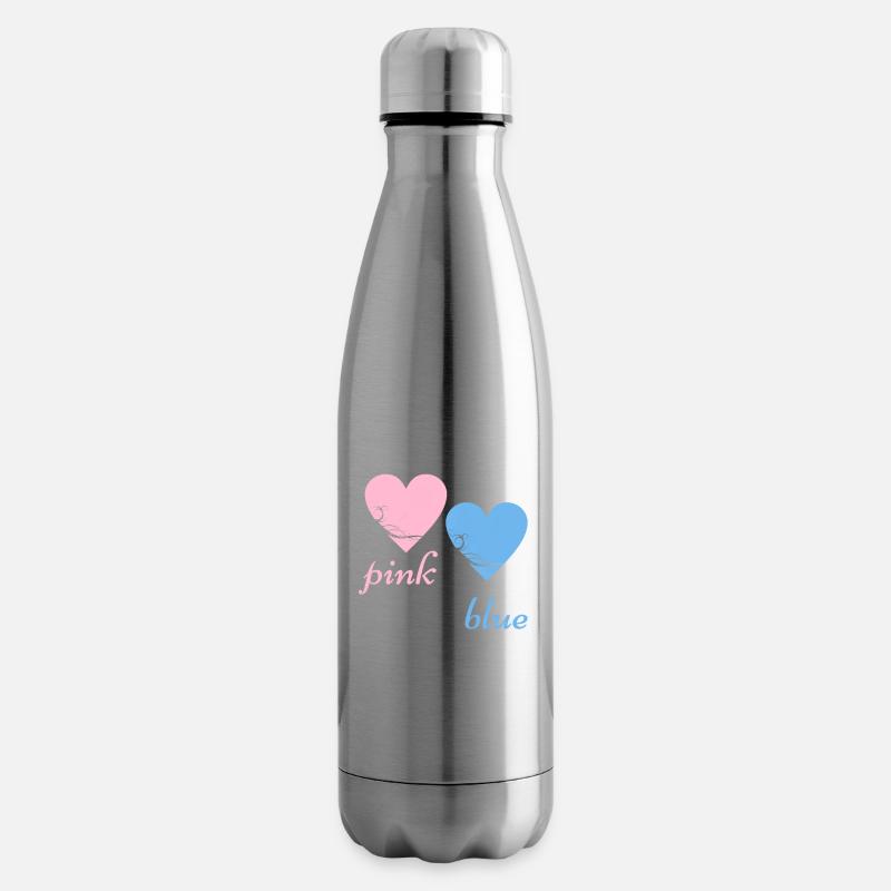 Rose ou bleu nous aimons la grossesse de naissance de bébé - Bouteille isotherme - argent clair