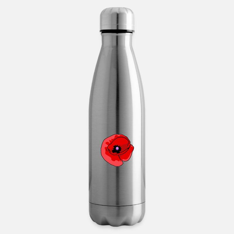 Kunstvolle Mohnblume auf Leinwand - Isolierflasche - Lightsilver