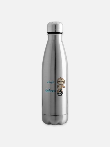 Einrad Faultier Einradfahrer Faultiere Zirkus - Isolierflasche - Lightsilver