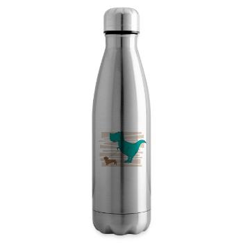 Weiner Dog Dachshund T Rex Dinosaur - Insulated Water Bottle - silver - Right