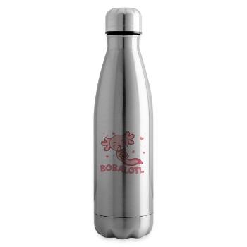 Bobalotl Axolotl Lovers Sweet Animals Bubble Tea - Insulated Water Bottle - silver - Right
